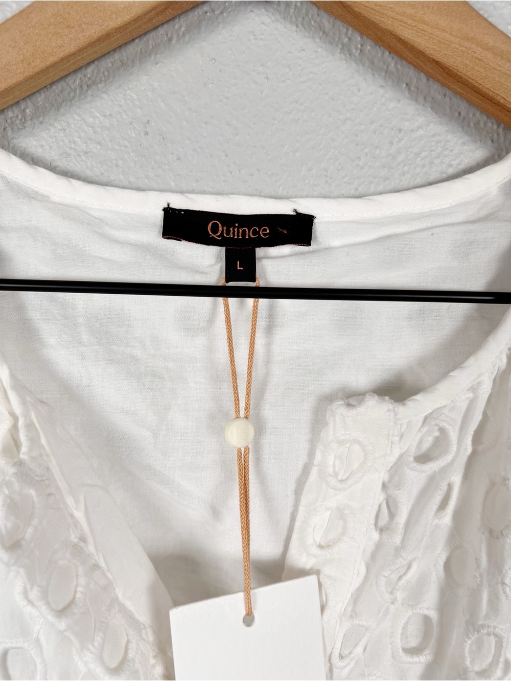 NWT Quince Organic Cotton Eyelet Mini Tiered Dress White Size Large - Picture 5 of 9